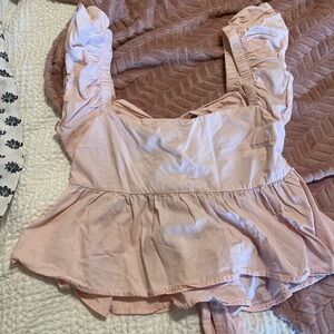 Francesca's Collections Light Pink Ruffled Blouse